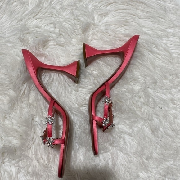 Amina Muaddi Lily‎ slipper 95 Crystal embellished satin heels size 37.5EU - Picture 13 of 14